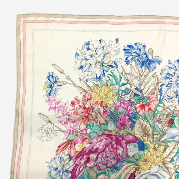 Christian Dior Flower Pattern Multicolor 100% Silk Scarf - Picture 2 of 8